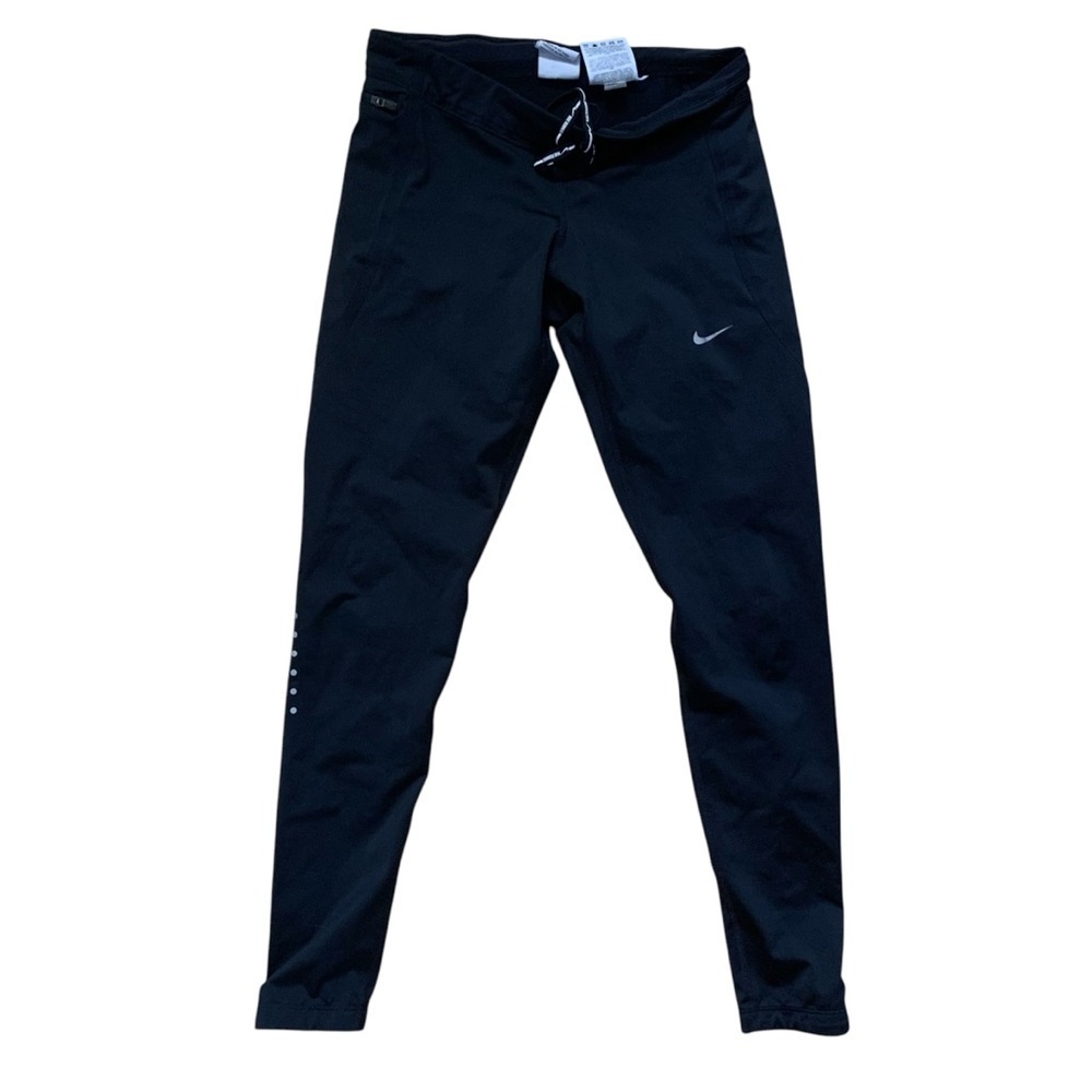 Nike Cropped Leggings Black Womens Extra Small XS Mesh Zipper Details Running